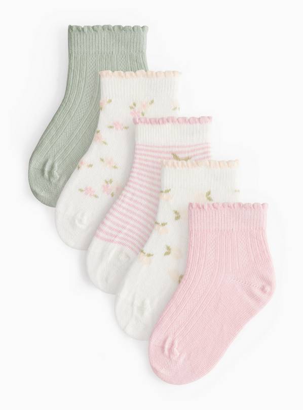 Pastel Floral Print Socks 5 Pack 1-6 months